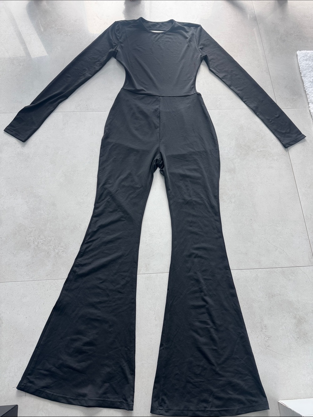 Long Sleeve Black Flared Jumpsuit - Women